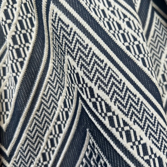 Joe B Knee Length A Line Skirt Chevron Medium Blue Stretch Midi Modest Retro - Picture 5 of 8